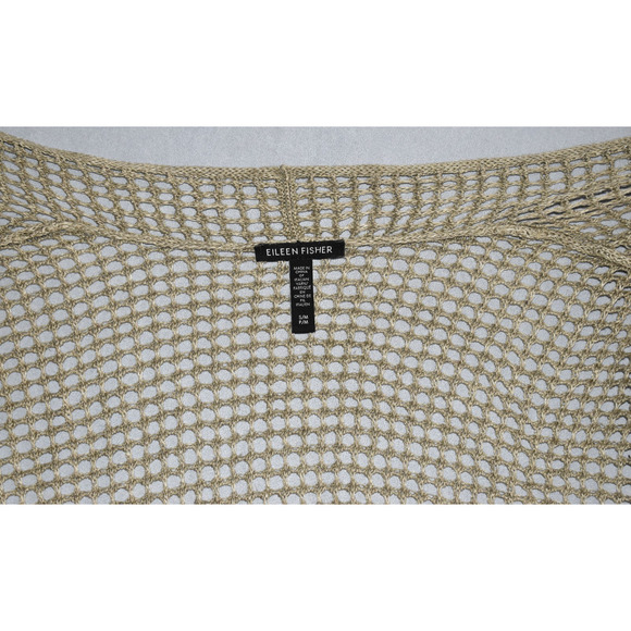 A5 NEW EILEEN FISHER Open Stitch Longline Organic Linen Cardigan Size S/M P/M - Picture 6 of 7
